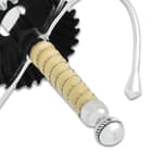 A detailed view of the rapier's handle