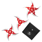 Circulus Mortem 3-Piece Throwing Star Set with Nylon Pouch - Red