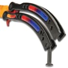 The colorful butterfly trainer is 9 1/2” in overall length, 6” when closed and it has a secure handle locking mechanism