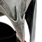 Zoomed view of the detailing on the nose guard of the Rivendell Elf Helm. 