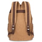 Outback Traveler Rucksack - Canvas Construction, Soft Lining, Spacious Interior, Leather Accents, Multiple Pockets, Metal Hardware
