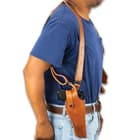 The pistol holster is 10 1/2” in overall length with an inside depth of 7 3/4” and the mag holder is 6”x 7” with the straps