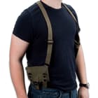 The heavy-duty nylon webbing shoulder straps are completely adjustable with heavy-duty metal buckles