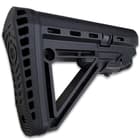 The butt-pad profile is angled to accommodate plate carriers and the aggressive texturing will ensure minimal movement