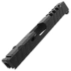 Machined from durable 416R stainless steel and cerakoted in graphite black, this slide is sure to withstand for years