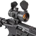 Tactical Reflex Dot Sight With Red Laser - Anodized Aluminum Alloy Construction, Built-In Mount, Adjustable For Wind - Length: 4 4/5”