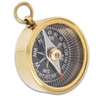 Compass, Telescope And Minute Timer Set In Wooden Box - High-Quality Brass Construction, Working Pieces - Box 6”x 4”