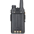 The two-way radio is powered by a lithium ion battery that can be charged with the included charger