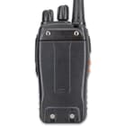 The two-way radio is powered by a lithium ion battery that can be charged with the included charger and there is a battery save mode