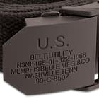 Black Army Training Belt - Tough Canvas Construction, Non-Reflective Metal Buckle, Leather Reinforced End - Length 46”