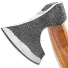 Timber Wolf Viking Axe - Rough-Hewn Carbon Steel Head, Satin Blade Edge, Curved Wooden Handle - Length 12 1/4”