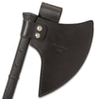 The 27” overall battle axe comes with a premium leather cover with heavy-duty belt loop and double-snap closure