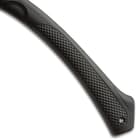 The handle is made of EDM textured and finger-grooved injection-molded nylon