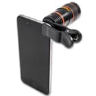 Universal Cell Phone Zoom Telescope - 8X Optical Magnification, Clip Attachment, Lens Caps - Length 2 3/4”
