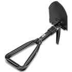 M48 Folding Entrenching Tool With Pouch - 1050 Carbon Steel Construction, Black Heat-Treated Finish - Length 18 1/4”