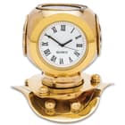 Diving Helmet Clock With Compass - High-Quality Brass Construction, Roman Numerals - Overall Dimensions 3 1/2”x 3 1/2”