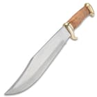 Timber Rattler Banded Wood Bowie Knife With Sheath - Stainless Steel Blade, Wooden Handle, Brass Guard And Pommel - Length 16 1/2”
