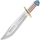 Timber Wolf 2019 American Independence Bowie With Sheath - 3Cr13 Stainless Steel Blade, Wood And Bone Handle, Brass Guard - Length 16”