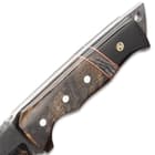 Timber Wolf Ram Horn Knife With Sheath - Carbon Steel Blade, Rough Forged, Ram Horn Handle Scales - Length 10 1/4”