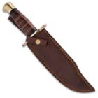 The belt sheath is genuine leather with a design.