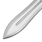 The stainless steel blade is double-edged.