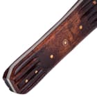 Timber Wolf Tobacco Road Bowie / Fixed Blade Knife - Hand Forged Damascus Steel, Tobacco Burst Heartwood - Full Tang - Tri Circle Mosaic - Embossed Genuine Leather Sheath - 13 3/4"