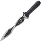 The exclusive blade has a twist, which positions the edges perfectly for maximum damage and it narrows to a penetrating point