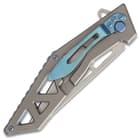 Rampage Tailwind D2 Skeletonized Pocket Knife - D2 Tool Steel Blade, Steel Handle, Ti-Coated, Ball Bearing Opening, Pocket Clip