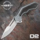 Hibben Hurricane D2 Pocket Knife - D2 Tool Steel Blade, CNC Machined, Ball Bearings, Black G10 Handle Scales