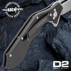 Hibben Hurricane D2 Pocket Knife - D2 Tool Steel Blade, CNC Machined, Ball Bearings, Blue And Black G10 Handle Scales