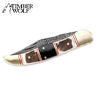 Timber Wolf Filework Hunter Pocket Knife Damascus