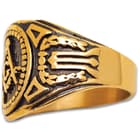 Gold And Black Masonic Signet Ring - Stainless Steel Construction, Lifetime Of Wear, Highly Detailed, Everyday Wear