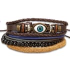 Each of the stylish bracelets in this four-piece set has an adjustable knot slide pull so, that it will fit most adult wrists