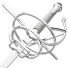 Rapier With Wire-Wrapped Grip And Scabbard - Stainless Steel Blade, False-Edged, Metal Handle, Metal Basket Guard - Length 44”