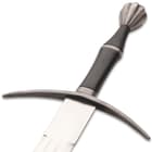 It has a 34 3/4” 1065 high carbon steel display edged blade, while the pommel and crossguard have an antique finish