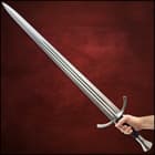 A view of the sword's handle and crossguard
