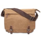 Outback Traveler Messenger Bag - Canvas Construction, Soft Lining, Spacious Interior, Leather Accents, Multiple Pockets, Metal Hardware