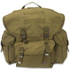 The bag’s overall dimension are 17”x 14”x 6” with a 25-liter storage capacity and MOLLE webbing is featured on the top flap