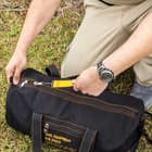 Rothco Black Canvas Equipment Bag - Heavyweight Cotton Canvas, Detachable Strap, Carry-On Handles, Yellow Contrast Thread