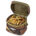 M48 Soft-Side Camouflage Ammo Bang Box - 600D Polyester Construction, Zipper Closure, ABS Loop On Each Side - Dimensions 5 1/4”x 4 1/4”