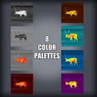 The monocular features eight color palettes.