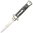 Each OTF knife has a 3 3/4” mirror-polished, stainless steel blade with a penetrating point, deployed with a slide trigger