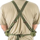 The rig has a 100 percent cotton canvas construction with peg-and-loop fasteners and sturdy, adjustable straps with metal buckles