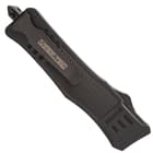 Phantom Series Black OTF Tanto Knife - Stainless Steel Blade, Two-Tone Finish, Metal Alloy Handle, Pocket Clip - Length 9 2/5”