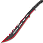 Black Legion Red Reign Short Sword And Throwing Knife Set With Sheath - One-Piece Stainless Steel Construction, Cord-Wrapped Handles