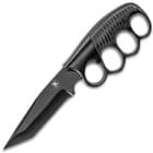 Sentry Knucklebuster Knife With Sheath - Stainless Steel Blade, Non-Reflective Finish, Aluminum Handle - Length 9 1/4”