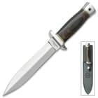Hibben Double Edge Boot Knife With Sheath - 5Cr15 Steel Blade, Pakkawood Handle, Stainless Steel Guard And Pommel - Length 10 3/8”
