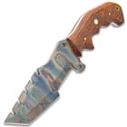 Timber Wolf Trial By Fire Tracker Knife And Sheath - 1095 Fire Kissed Carbon Steel Blade, Hardwood Handle, Brass Pins - Length 9 1/2”