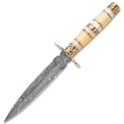 Timber Wolf Joaquin Handmade Dagger / Fixed Blade Knife - Hand Forged Damascus Steel - Genuine Bone Handle - Leather Sheath - Collecting, Field Use, Display and More - 13"