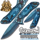Shadow Warrior Assisted Opening Pocket Knife has a molded artwork blue handle and DamascTec steel blade.